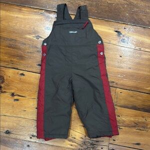 Timberland Brown and Red Overalls snow suit pants with adjustable straps size 3T